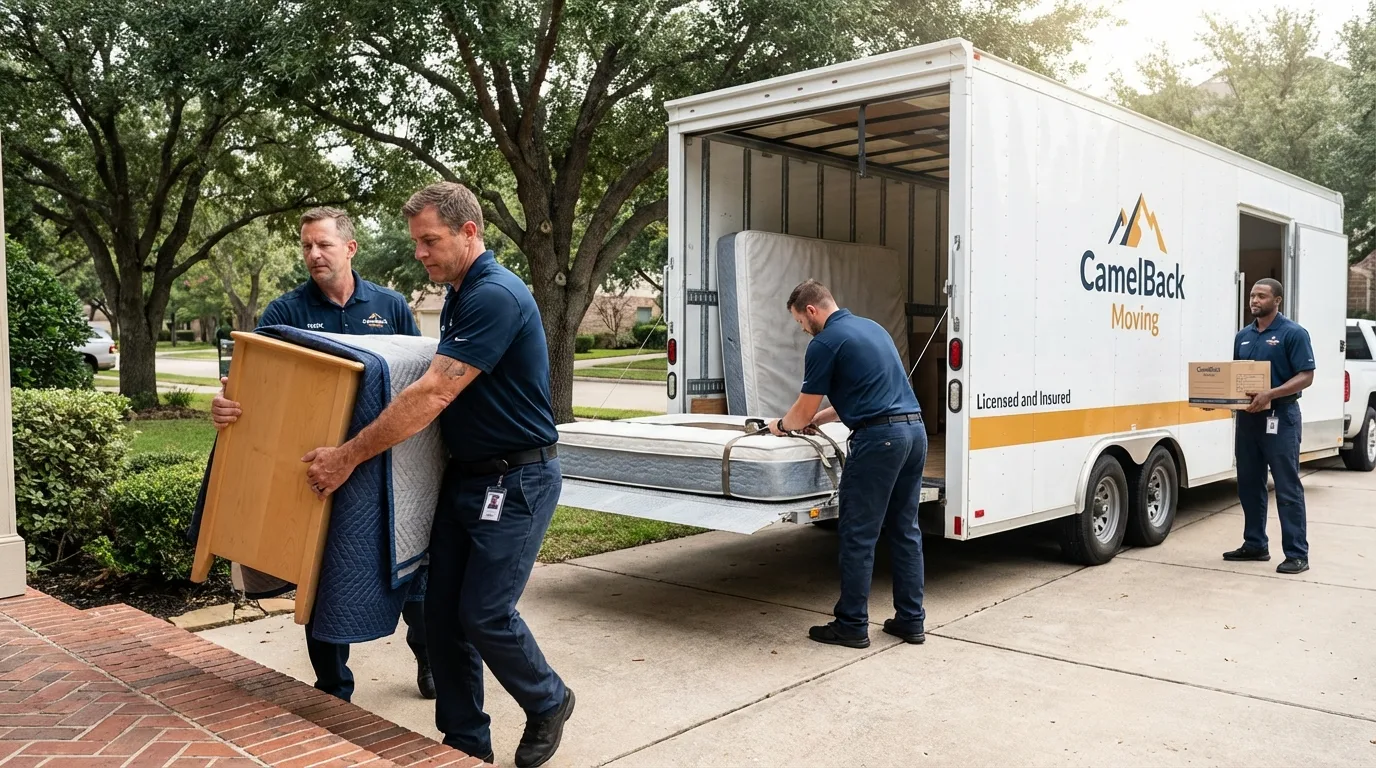 Crew loading residential truck for cross-state move from Big Bear Lake, CA